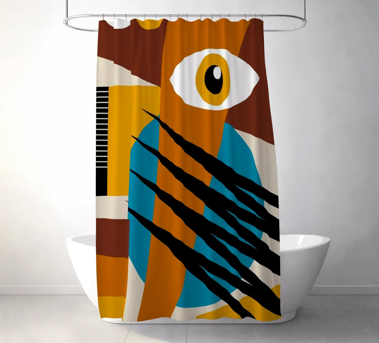 Bauhaus Geometric Abstract Eye Color Print shower curtain by NorwesClub