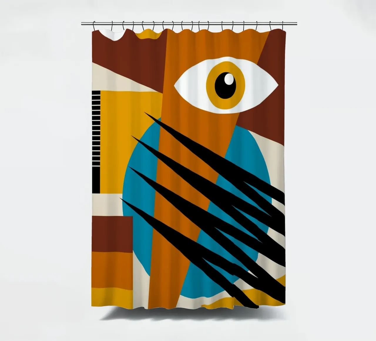 Bauhaus Geometric Abstract Eye Color Print shower curtain by NorwesClub