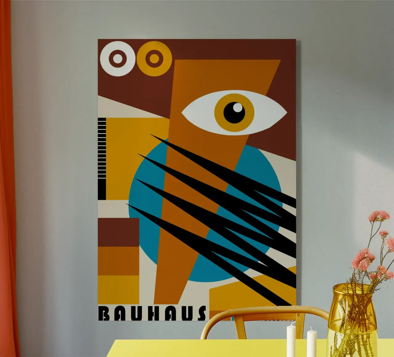 Bauhaus Geometric Abstract Eye Color Print metacrilato de NorwesClub