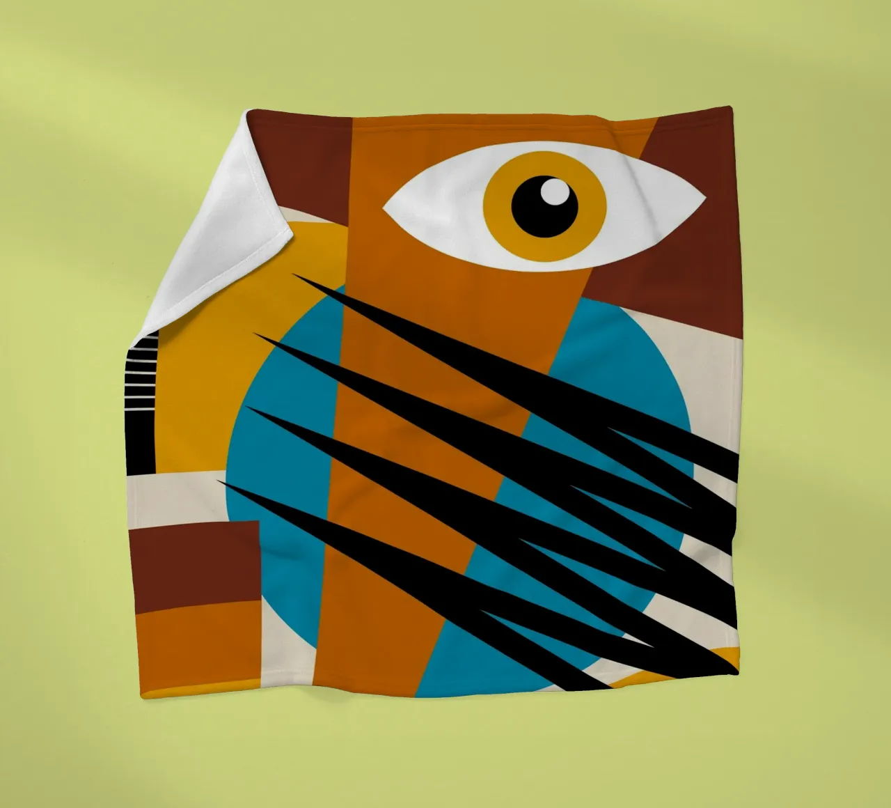 Bauhaus Geometric Abstract Eye Color Print fleece blanket by NorwesClub