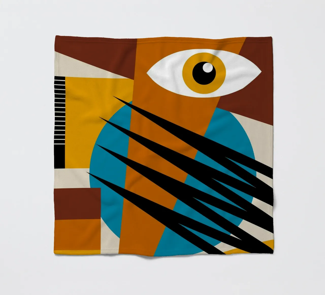 Bauhaus Geometric Abstract Eye Color Print fleece blanket by NorwesClub