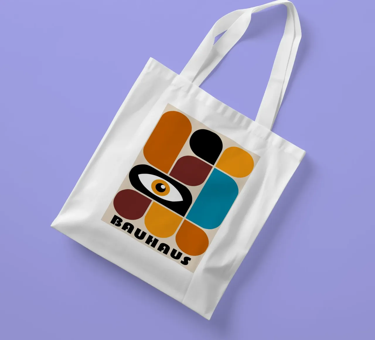 Bauhaus Geometric Abstract Eye Color Print tote bag by NorwesClub