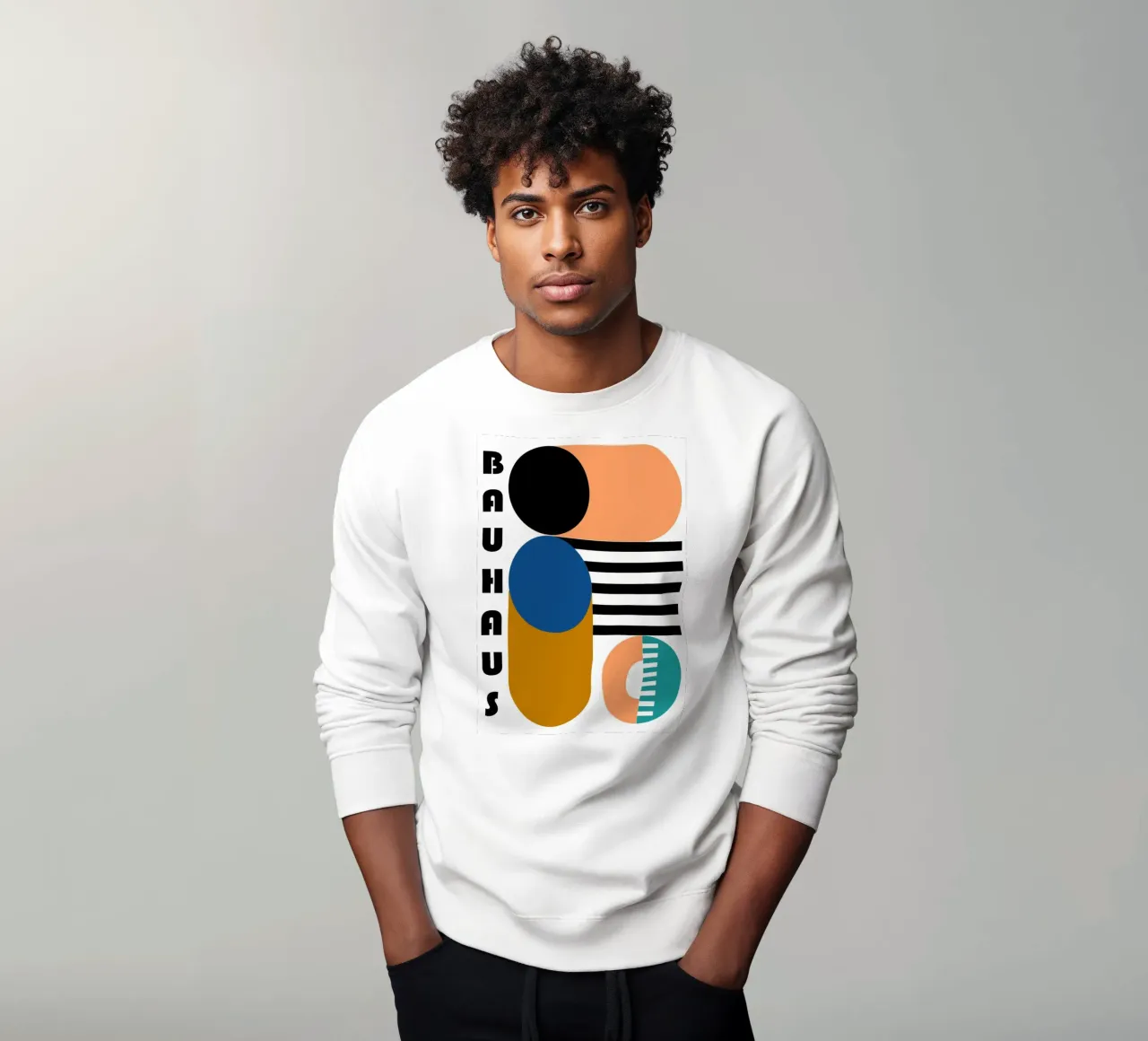 Impresión en color de círculos abstractos geométricos Bauhaus sudadera de NorwesClub