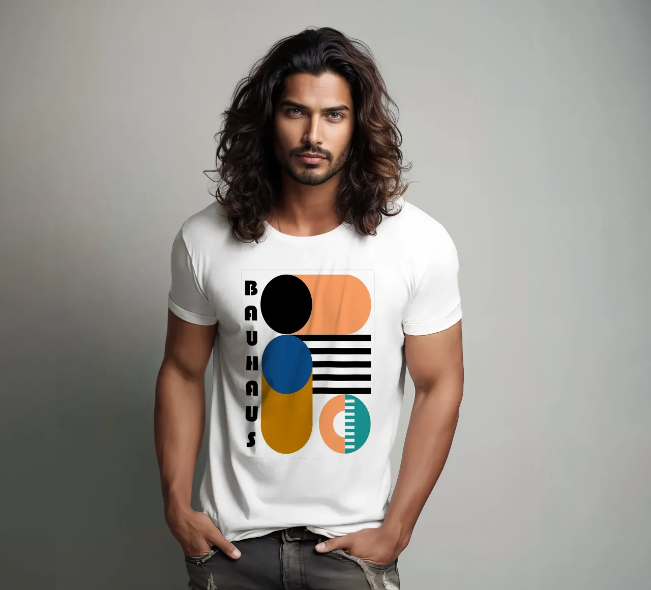 Bauhaus Geometric Abstract Circles Color Print (Impression géométrique abstraite de cercles) t-shirt de NorwesClub