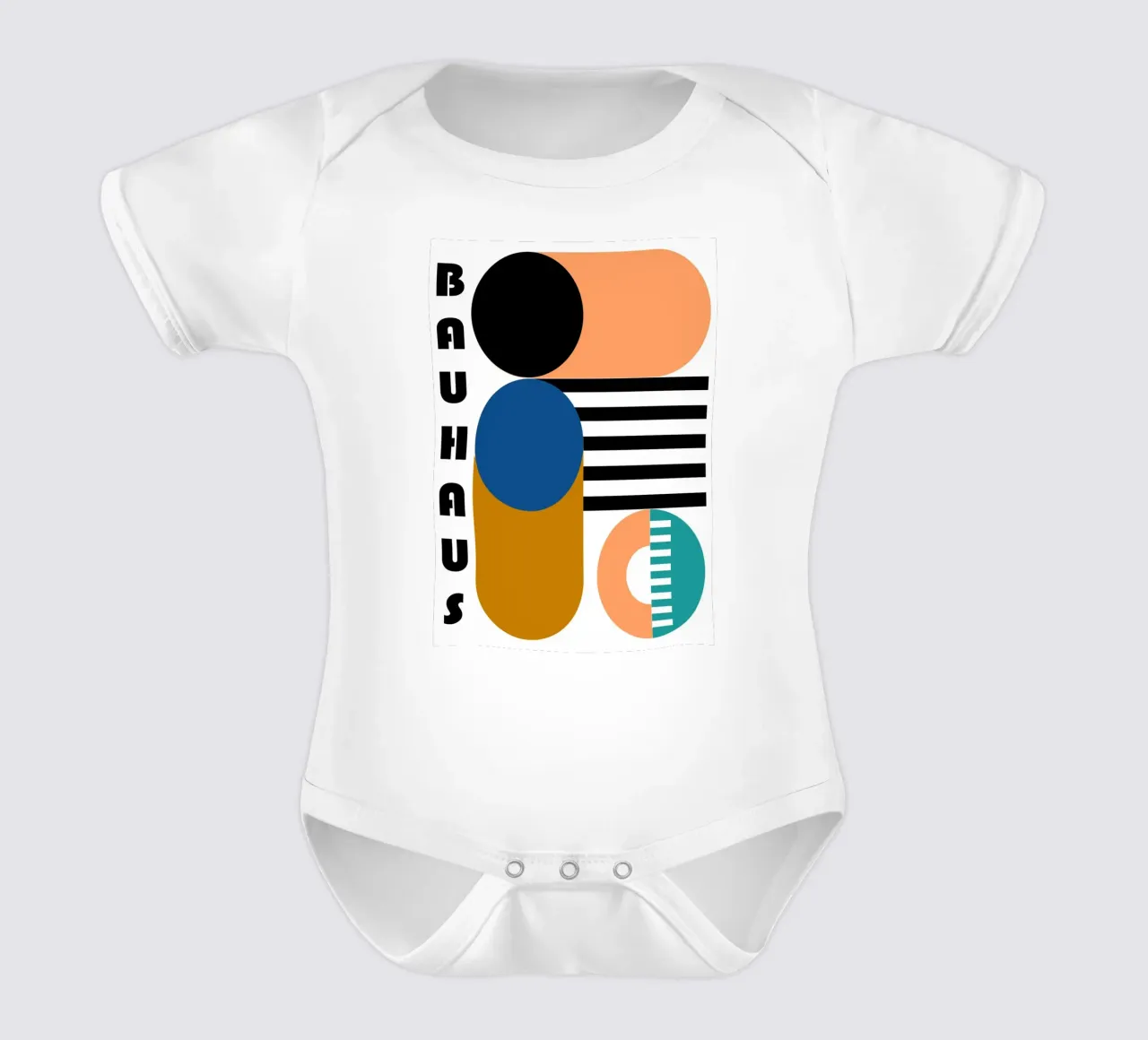 Bauhaus Geometric Abstract Circles Color Print short-sleeve baby romper by NorwesClub