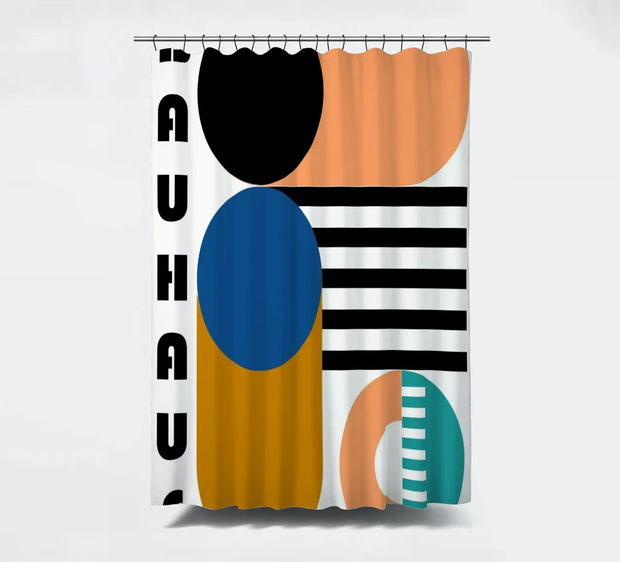 Bauhaus Geometric Abstract Circles Color Print shower curtain by NorwesClub