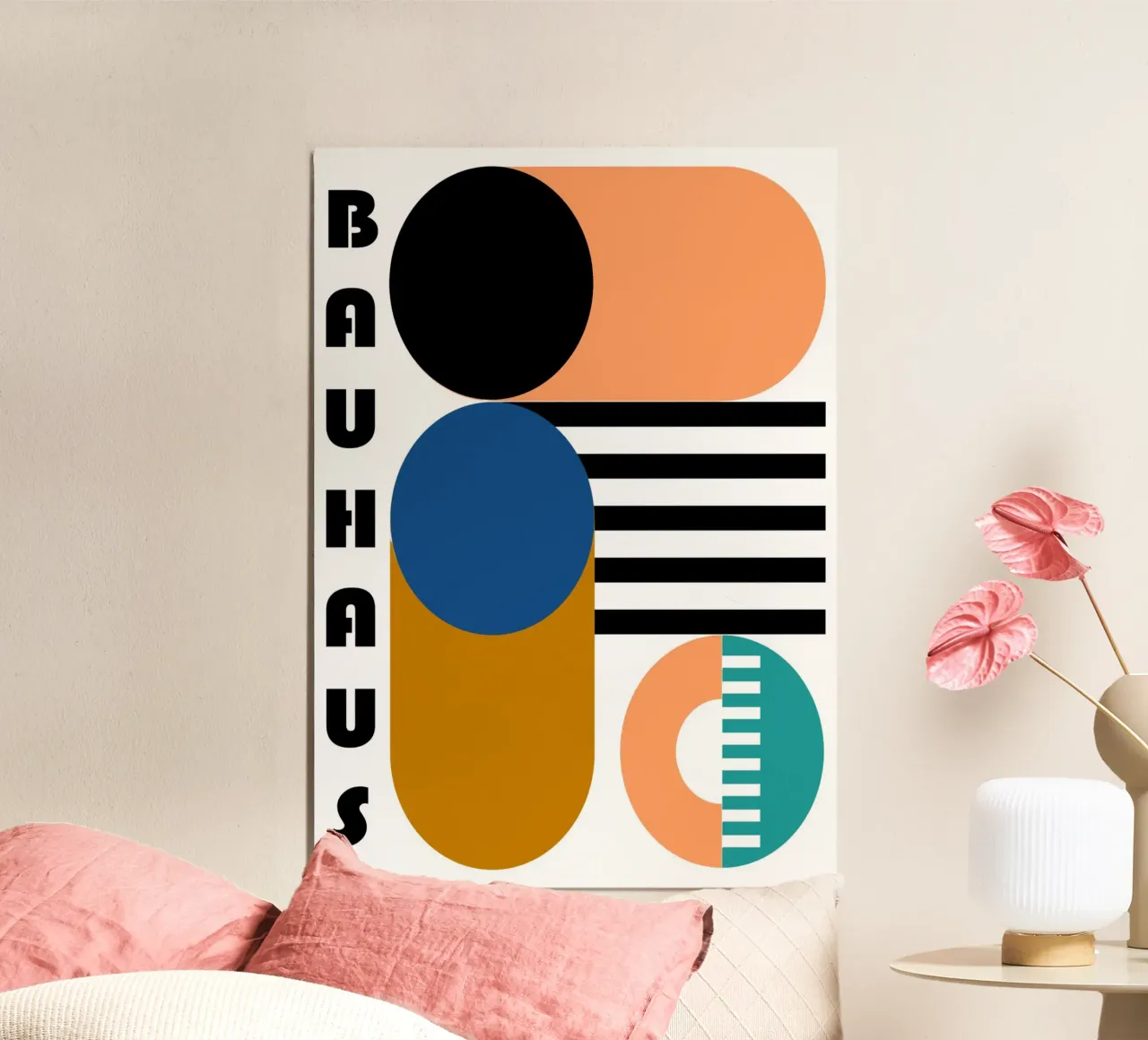 Bauhaus Geometric Abstract Circles Color Print alu-dibond by NorwesClub