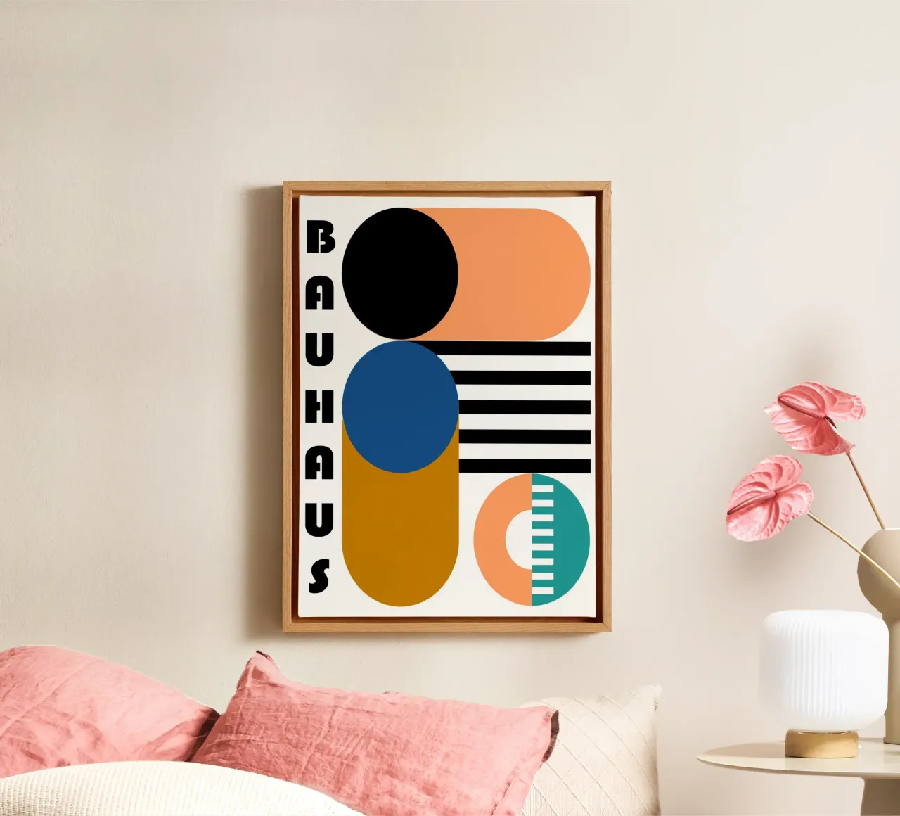 Bauhaus Geometric Abstract Circles Color Print canvas by NorwesClub