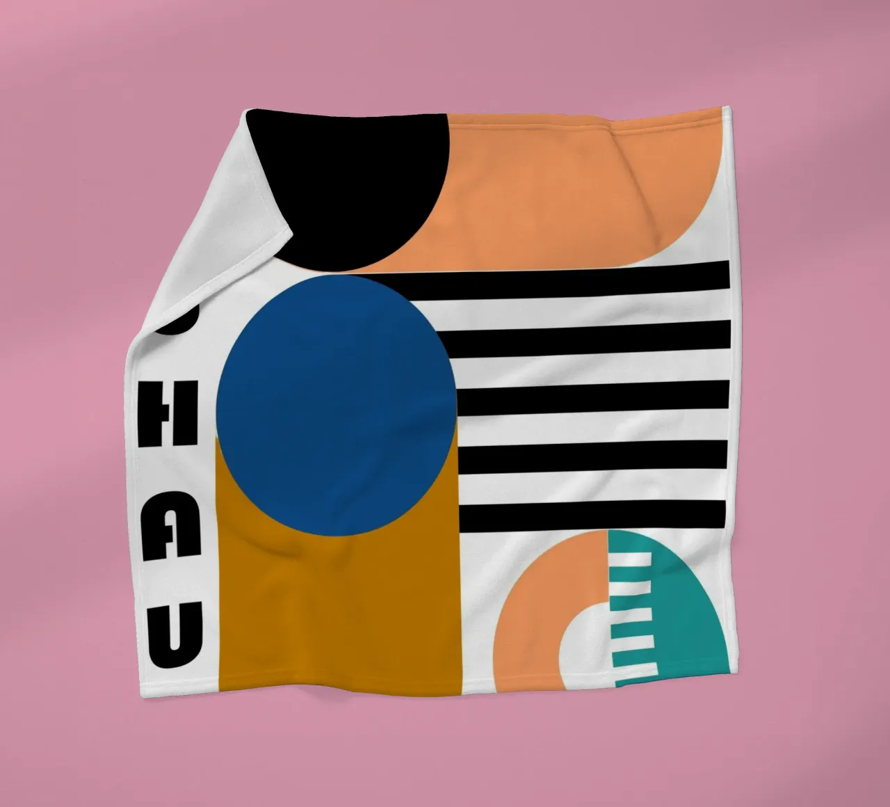 Bauhaus Geometric Abstract Circles Color Print fleece blanket by NorwesClub