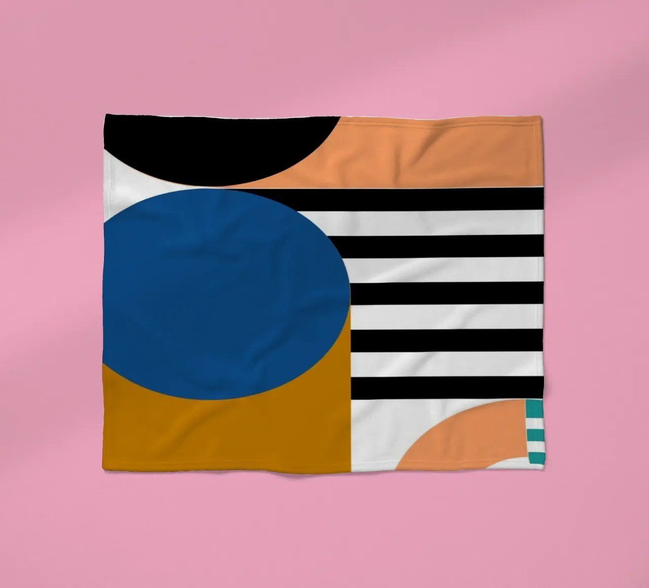 Bauhaus Geometric Abstract Circles Color Print fleece blanket by NorwesClub