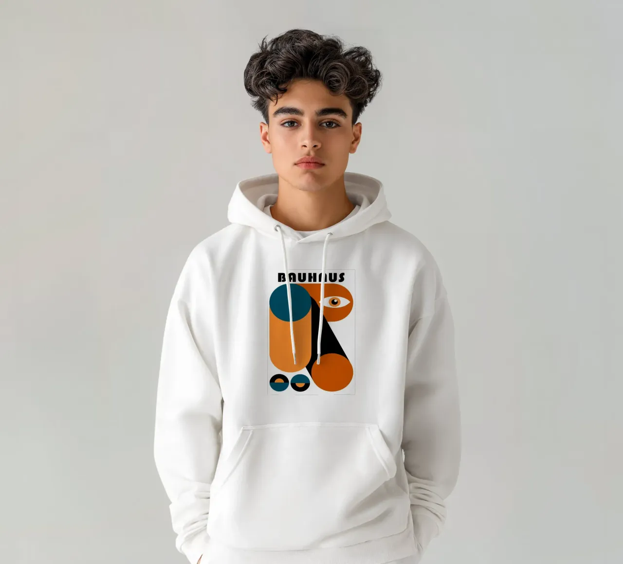 Bauhaus Geometric Abstract Face Color Print sudadera con capucha de NorwesClub