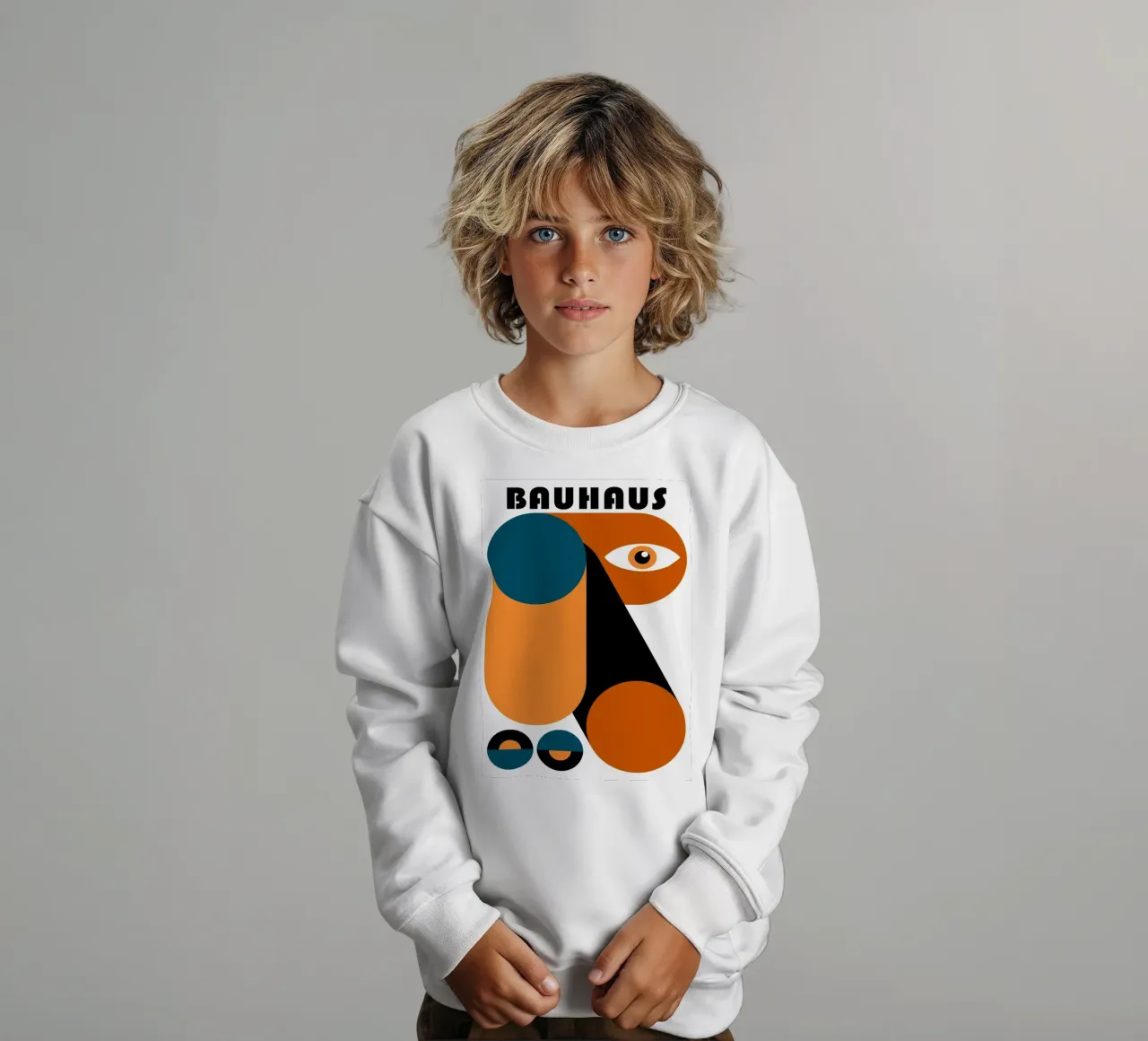 Bauhaus Geometric Abstract Face Color Print sudadera para niño de NorwesClub