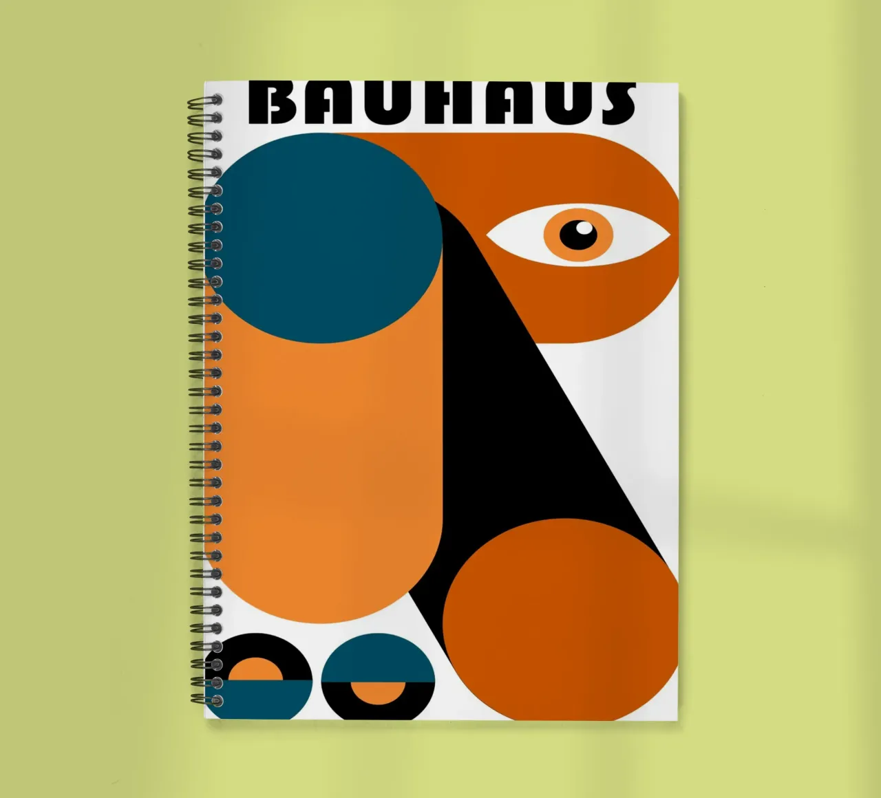 Bauhaus Geometric Abstract Face Color Print spiral notebook by NorwesClub