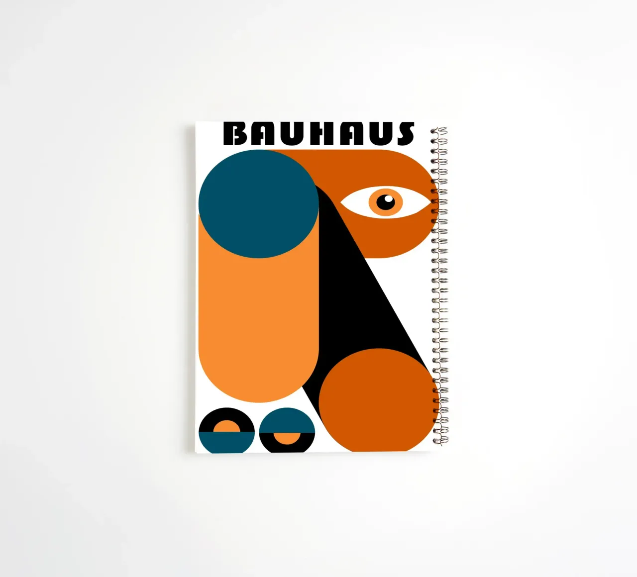 Bauhaus Geometric Abstract Face Color Print spiral notebook by NorwesClub