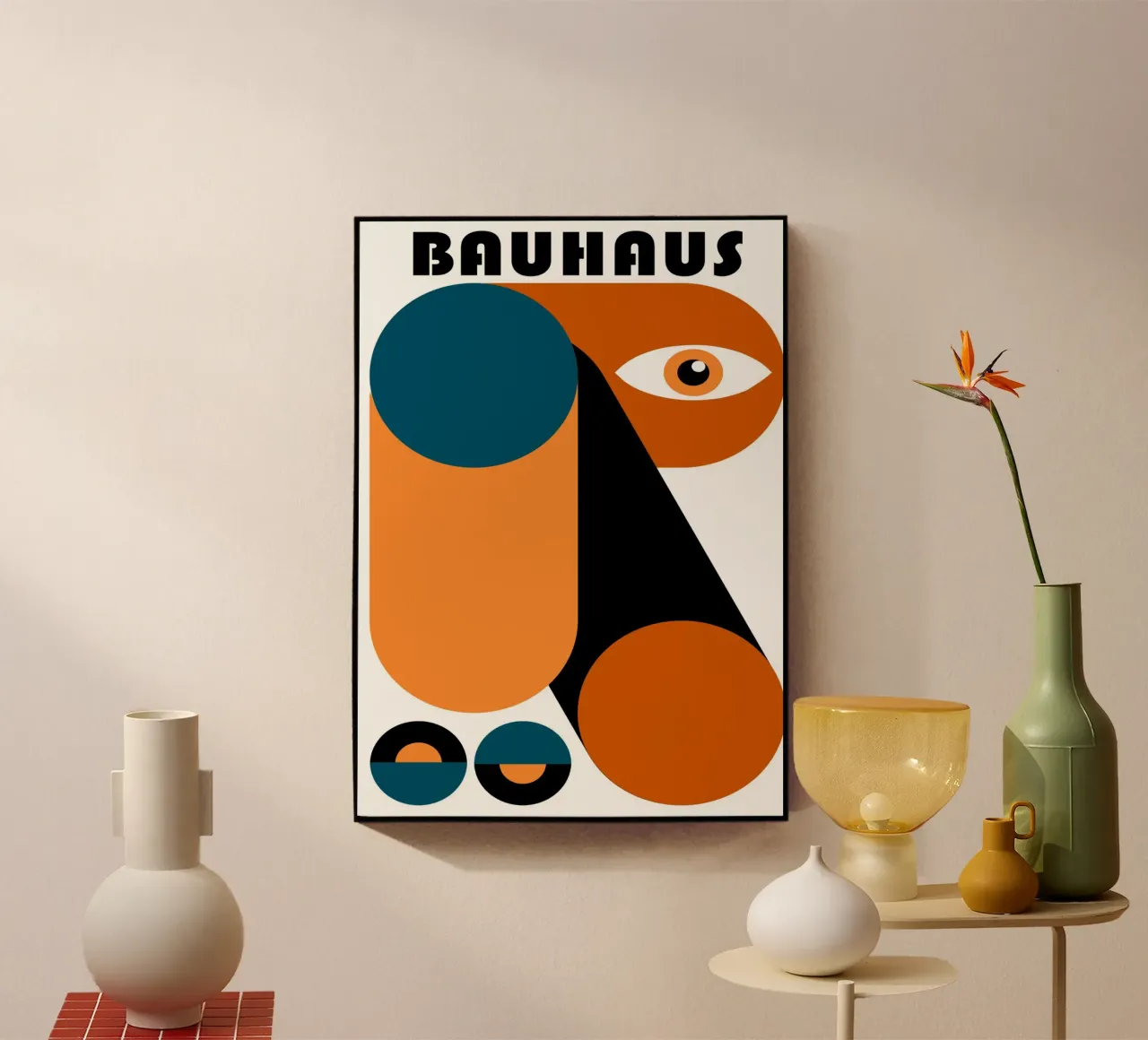 Bauhaus Geometric Abstract Face Color Print metacrilato de NorwesClub