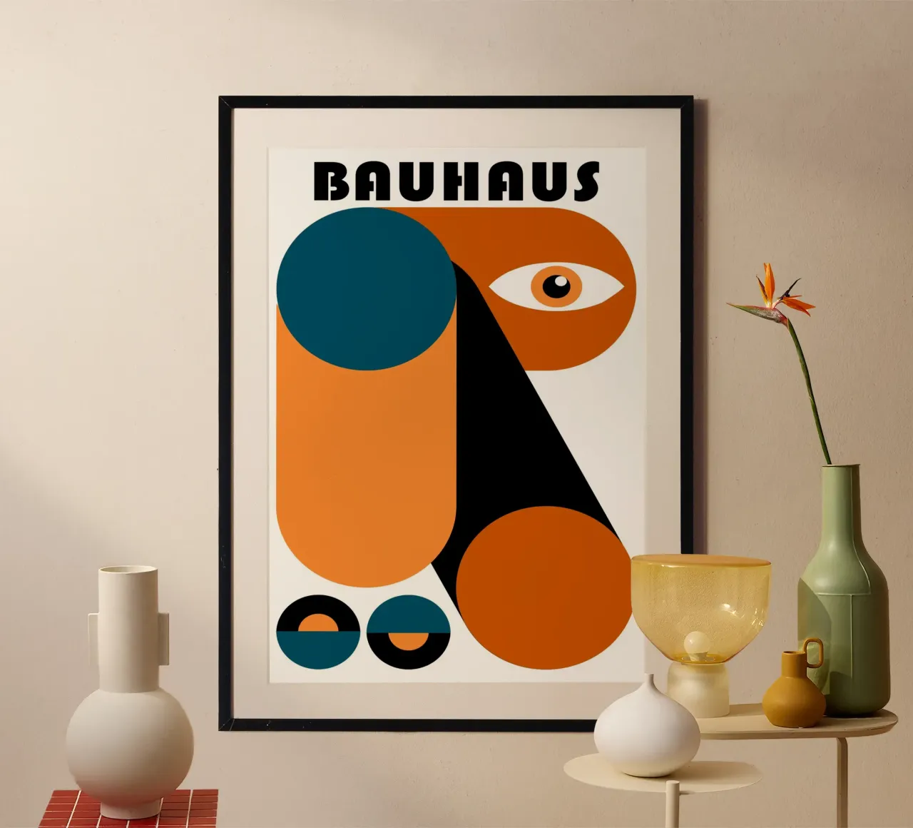 Bauhaus Geometric Abstract Face Color Print hahnemühle de NorwesClub