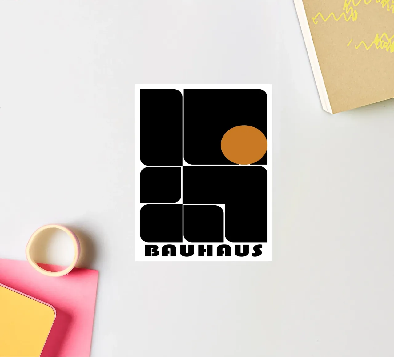 Bauhaus Geometric Abstract Shapes Color Print autocollant de NorwesClub