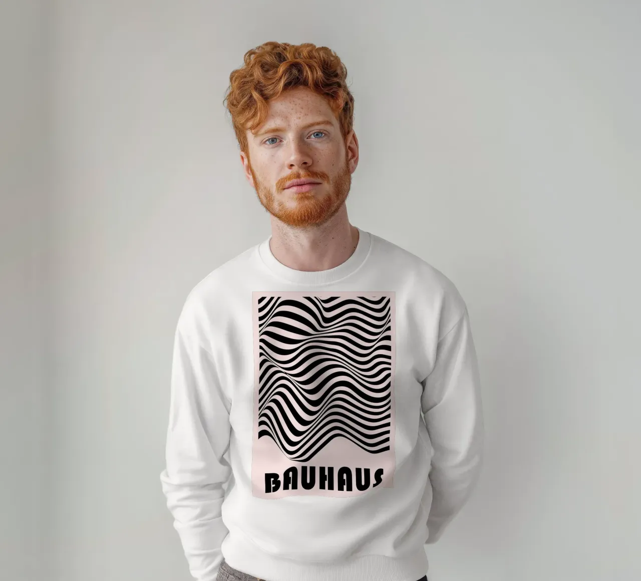 Bauhaus Abstract Wavy Lines Optical Art Print sweat de NorwesClub
