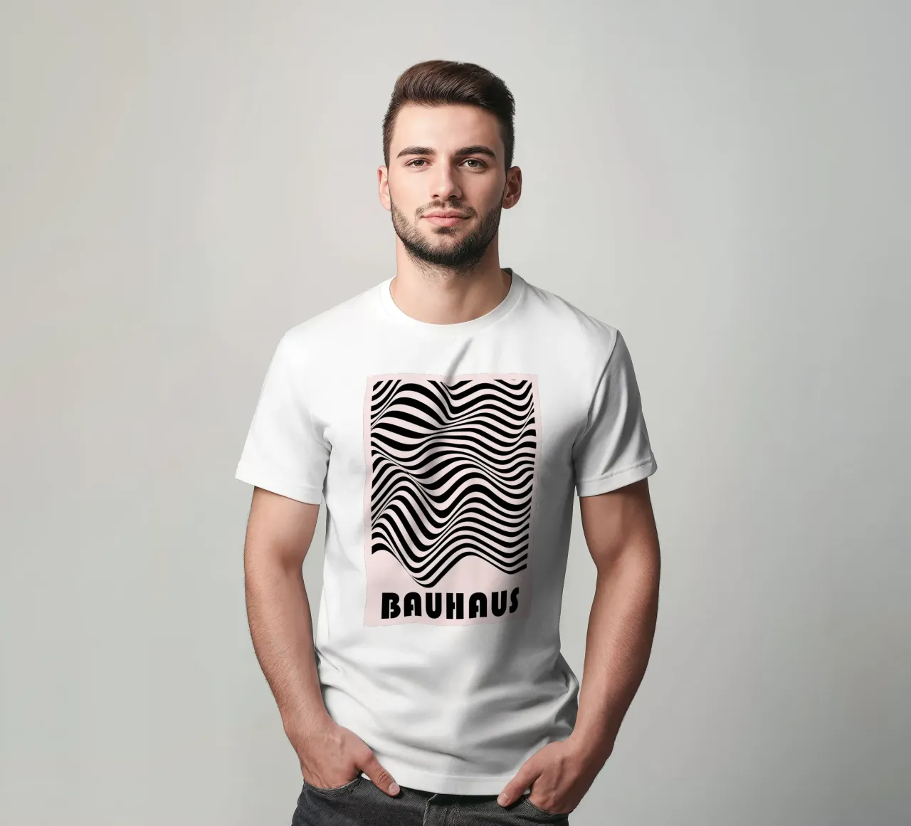 Bauhaus Abstract Wavy Lines Optical Art Print t-shirt by NorwesClub