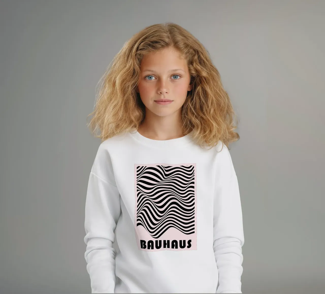 Bauhaus Abstract Wavy Lines Optical Art Print sweat enfant de NorwesClub