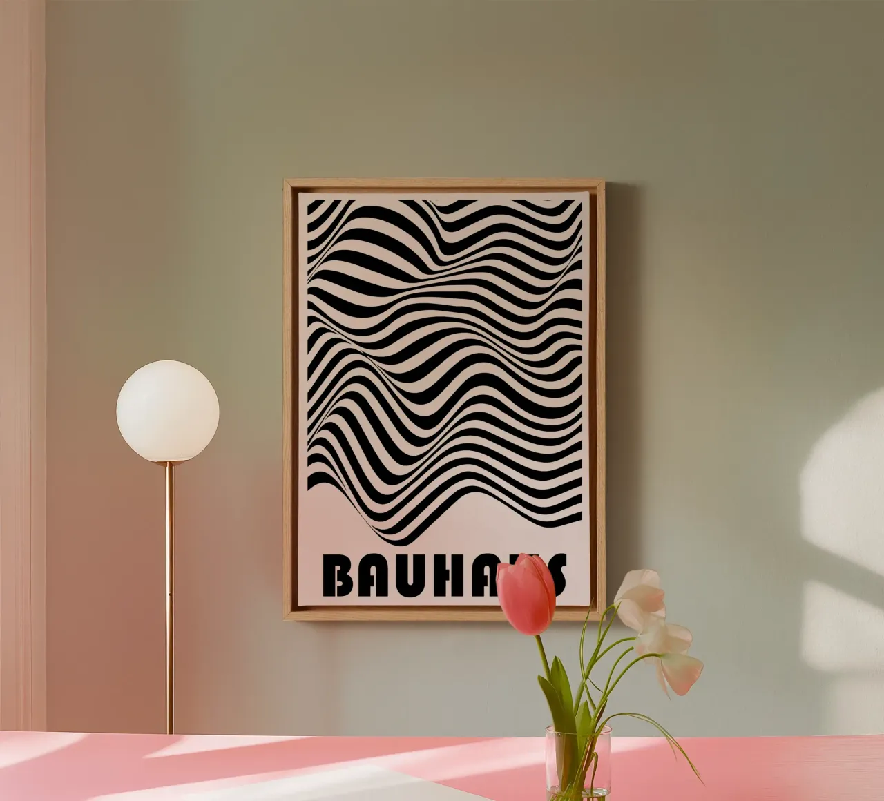 Bauhaus Abstract Wavy Lines Optical Art Print canvas by NorwesClub