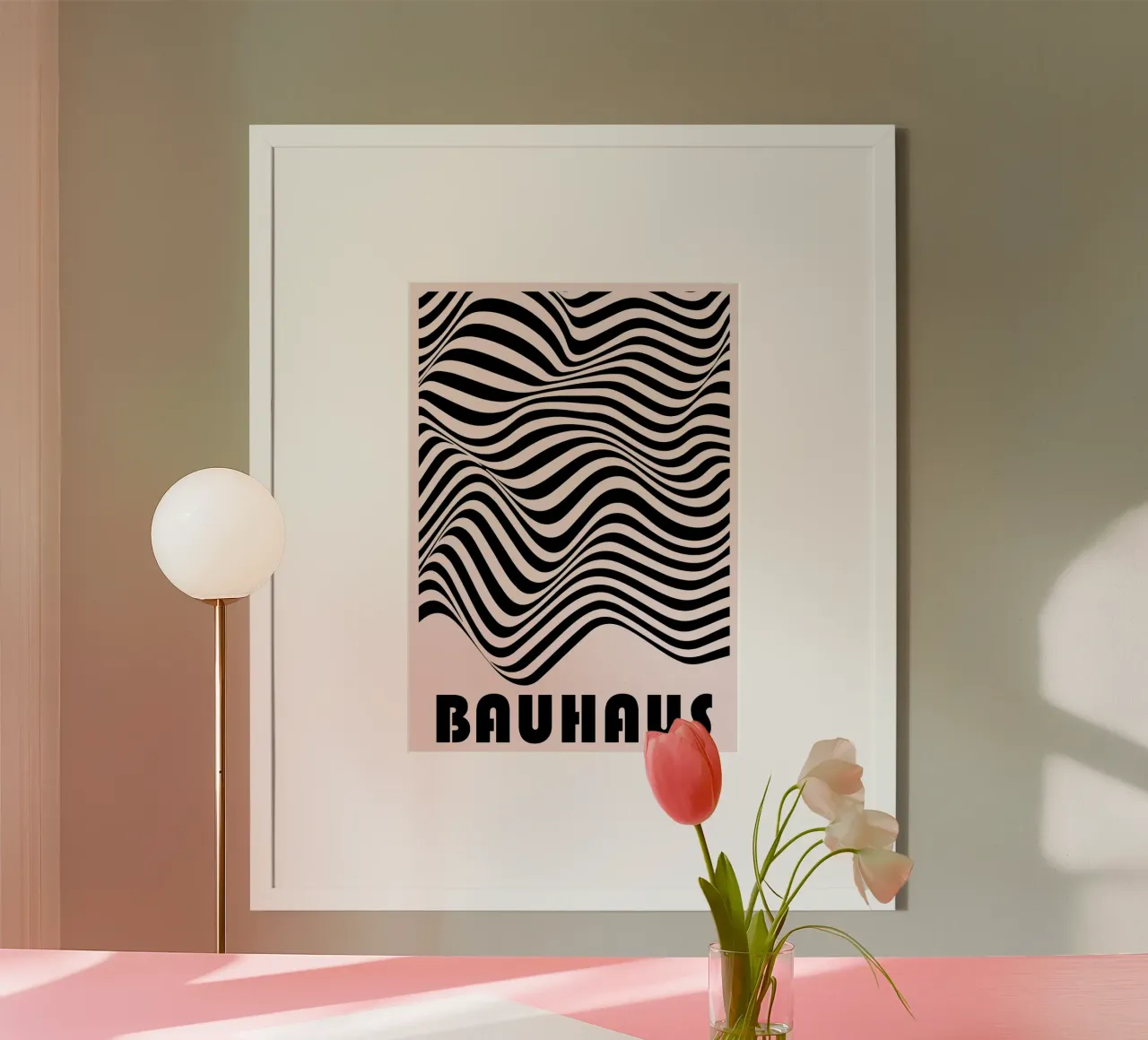 Bauhaus Abstract Wavy Lines Optical Art Print hahnemühle by NorwesClub