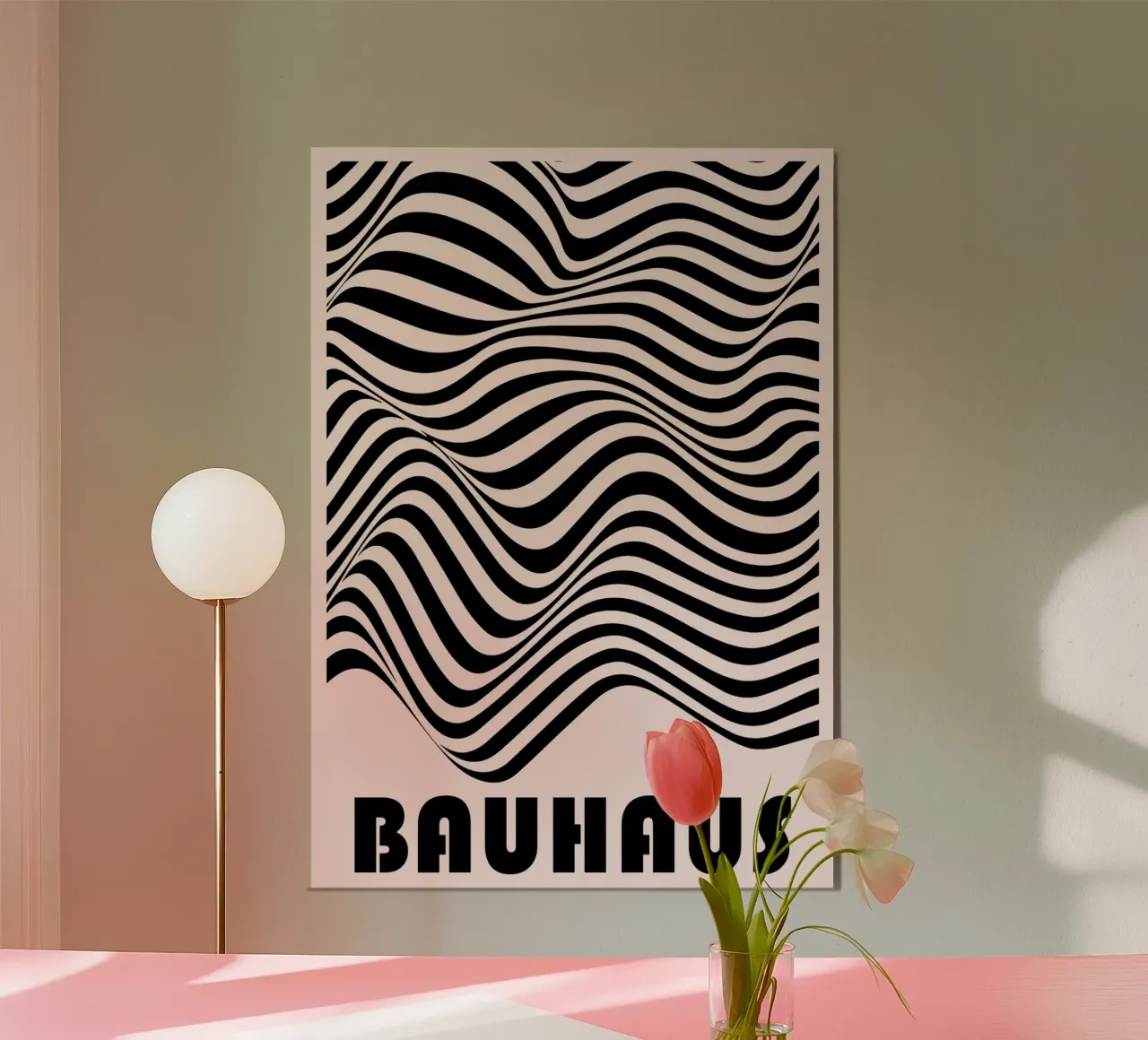 Bauhaus Abstract Wavy Lines Optical Art Print hahnemühle by NorwesClub