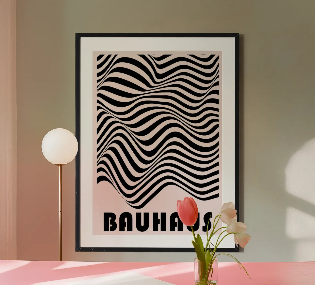 Bauhaus Abstract Wavy Lines Optical Art Print hahnemühle by NorwesClub