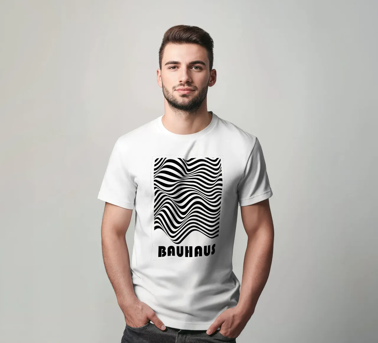 Bauhaus Abstract Wavy Lines Optical Art Print t-shirt by NorwesClub