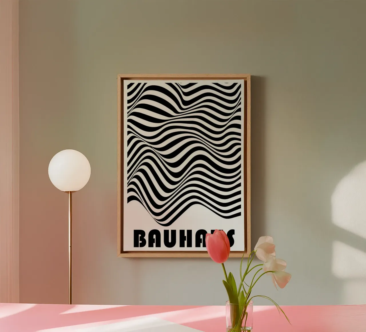Bauhaus Abstract Wavy Lines Optical Art Print canvas by NorwesClub
