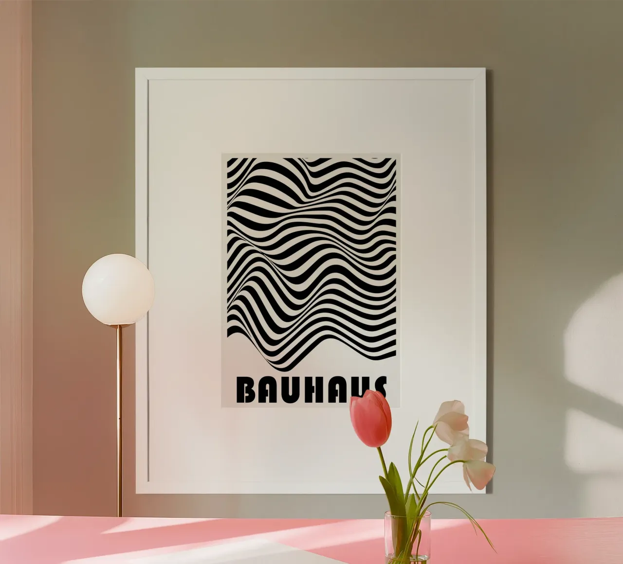 Bauhaus Abstract Wavy Lines Optical Art Print hahnemühle by NorwesClub