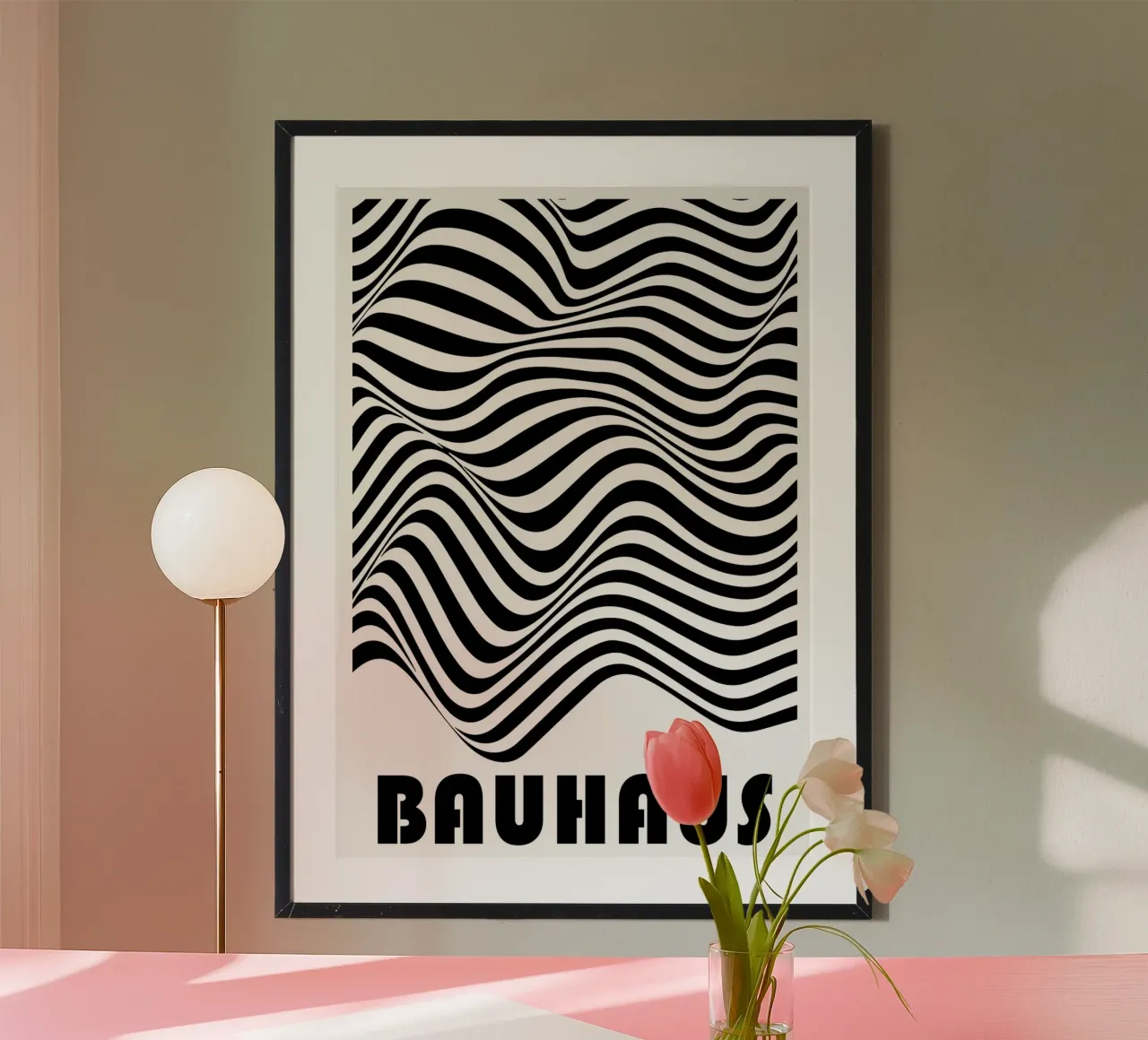 Bauhaus Abstract Wavy Lines Optical Art Print hahnemühle by NorwesClub