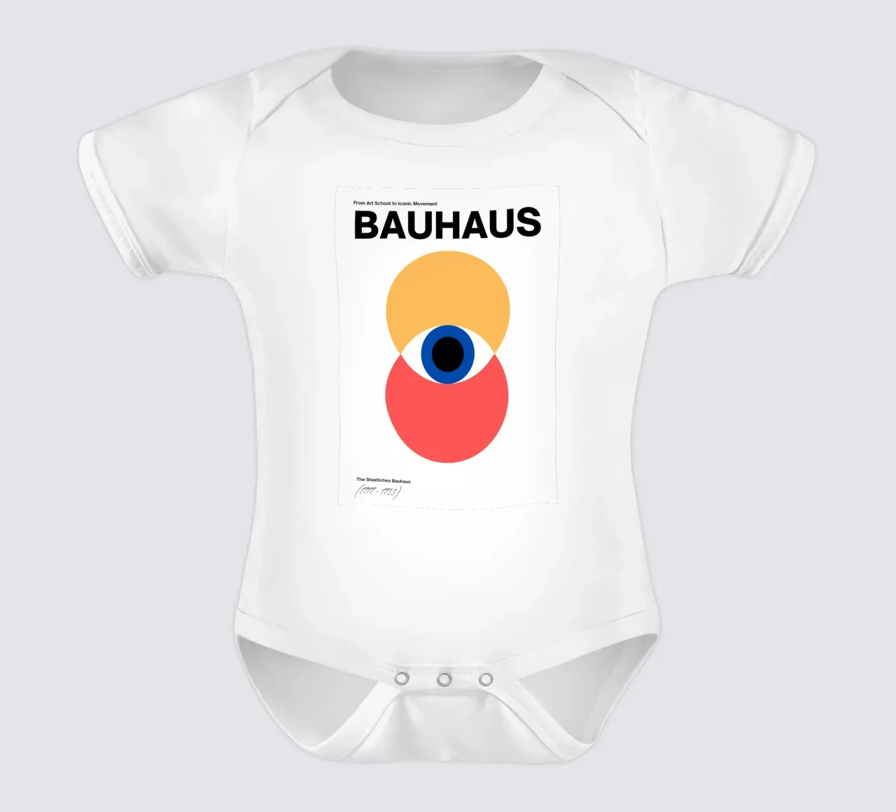 Bauhaus Geometrisch Abstract Oog Iconische Beweging Print babyrompertje korte mouwen van NorwesClub