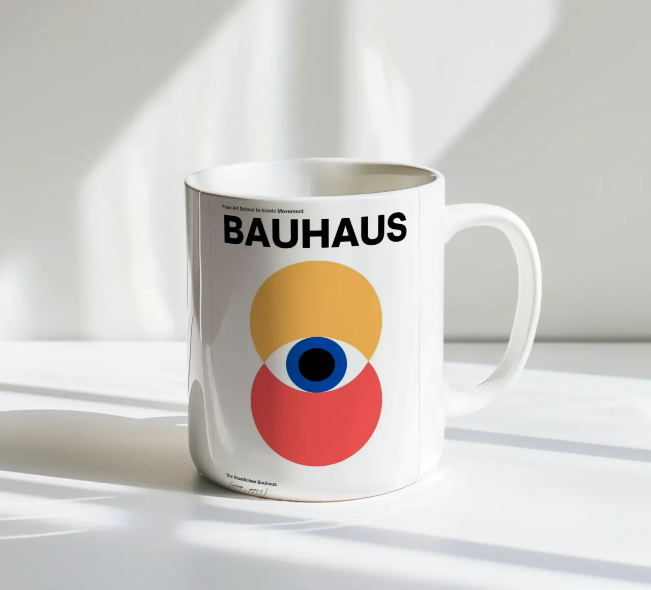 Bauhaus Geometrisch Abstract Oog Iconische Beweging Print keramische mok van NorwesClub