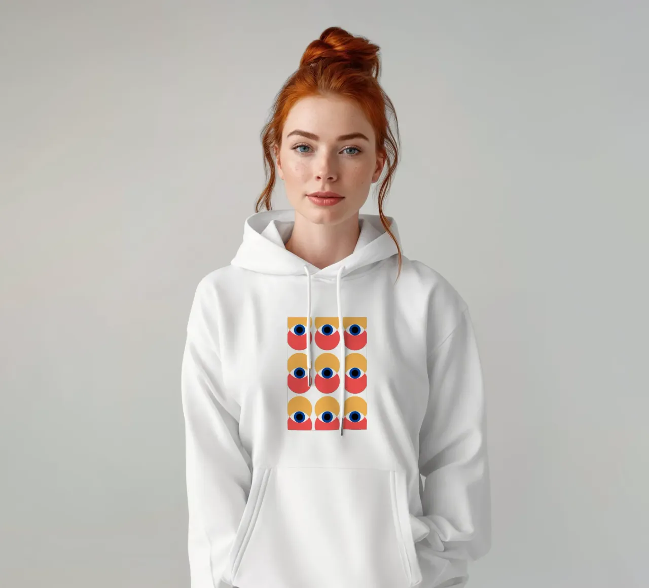 Bauhaus Geometric Eye Pattern Impresión abstracta sudadera con capucha de NorwesClub