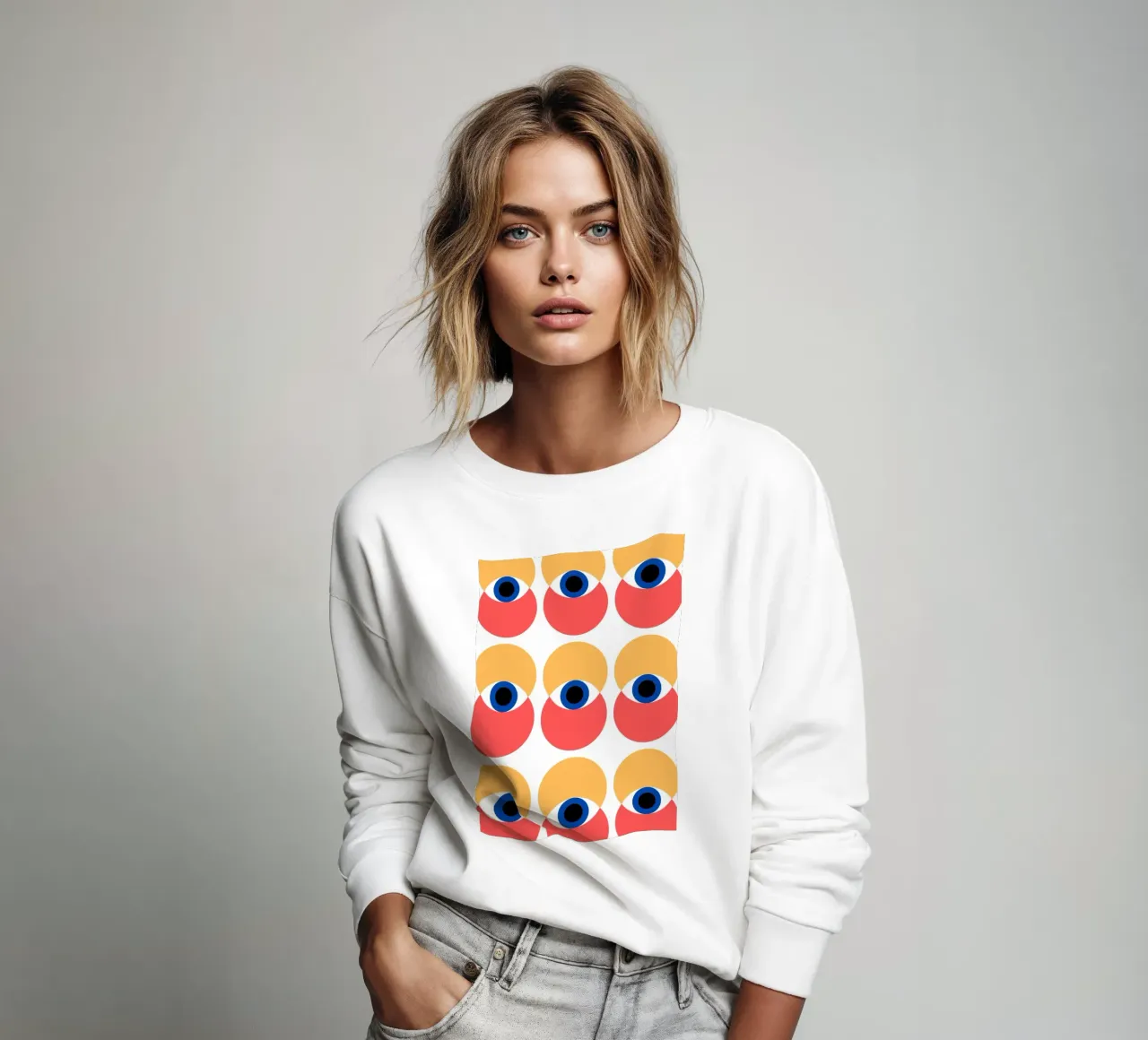 Bauhaus Geometric Eye Pattern Impresión abstracta sudadera de NorwesClub