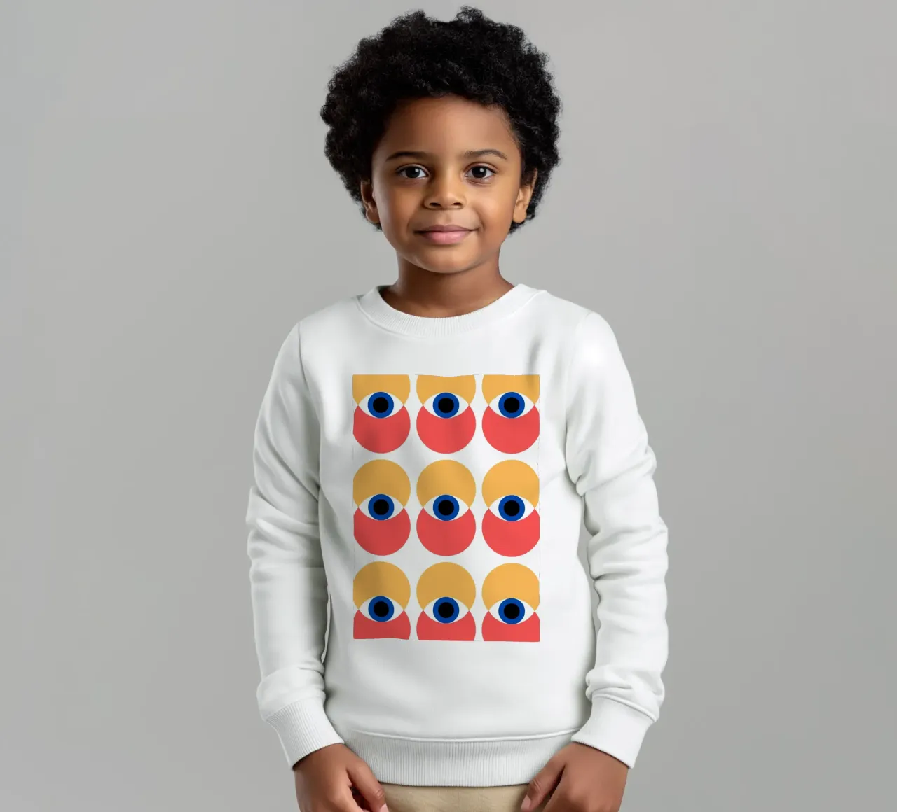 Bauhaus Geometric Eye Pattern Abstract Print kids sweatshirt by NorwesClub
