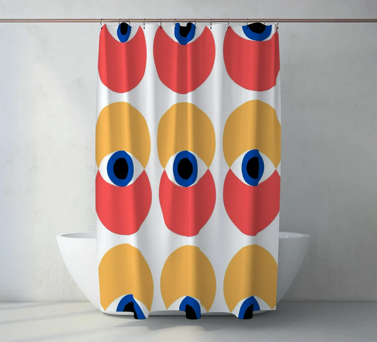Bauhaus Geometric Eye Pattern Abstract Print shower curtain by NorwesClub