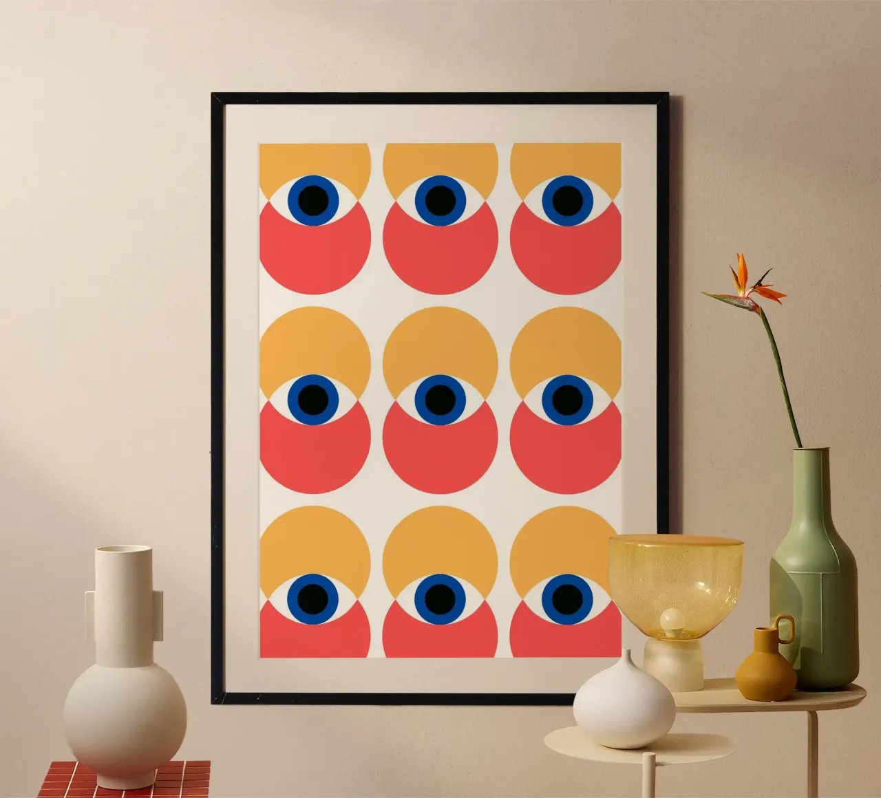 Bauhaus Geometric Eye Pattern Abstract Print hahnemühle by NorwesClub