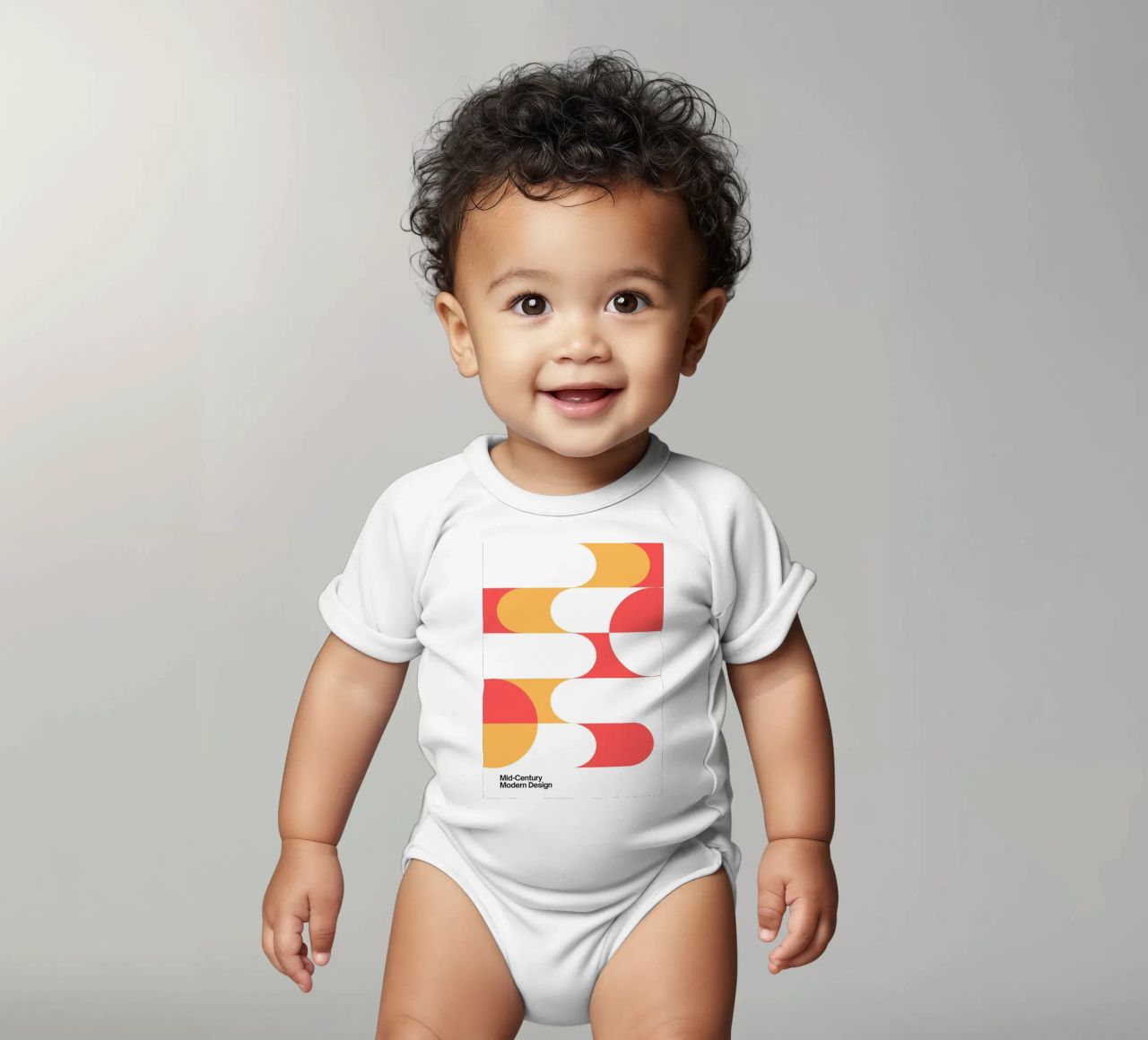 Mid-Century Modern Geometric Curves Abstract Print short-sleeve baby romper by NorwesClub