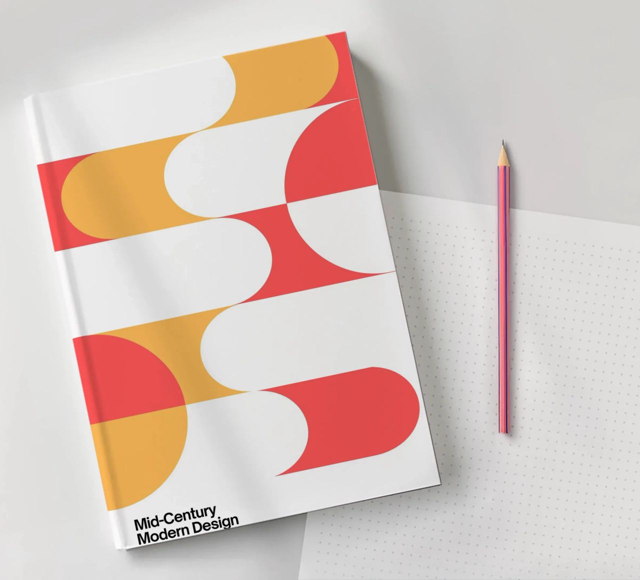Mid-Century Modern Geometric Curves Abstract Print notebook by NorwesClub