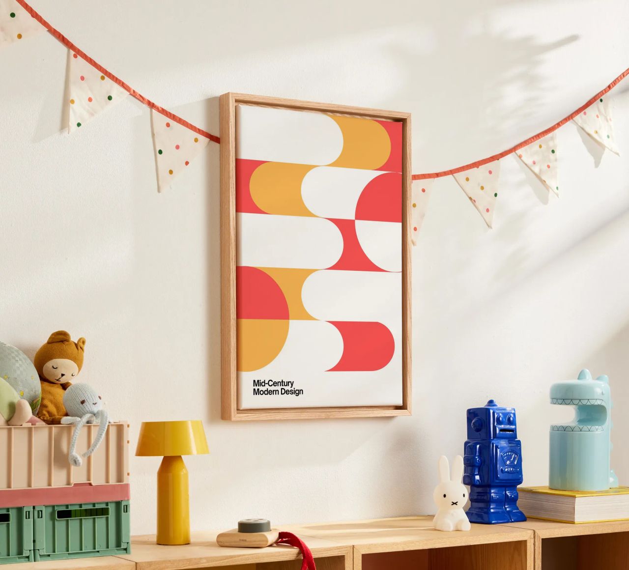 Mid-Century Modern Geometric Curves Abstract Print canvas by NorwesClub