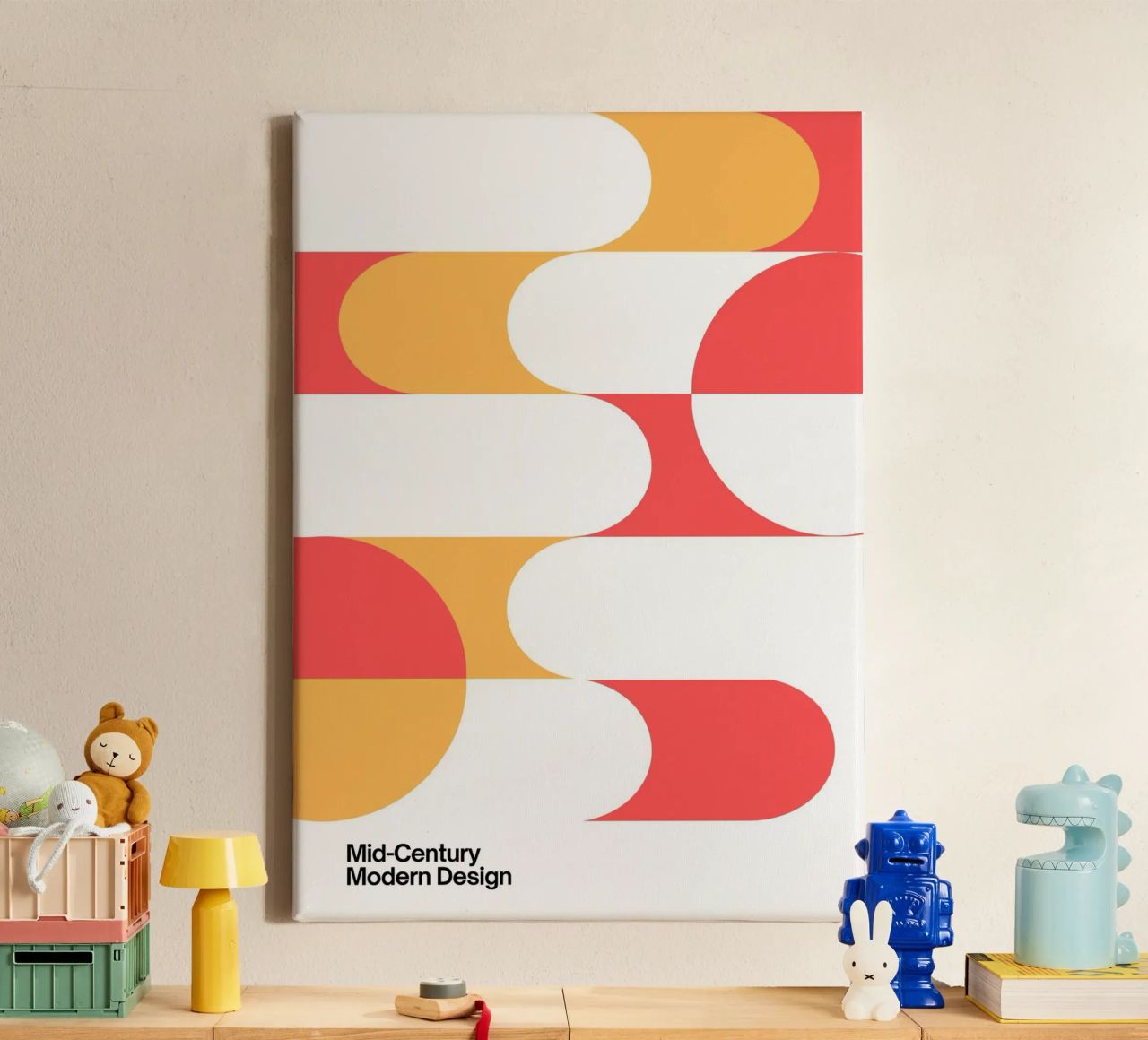 Mid-Century Modern Geometric Curves Abstract Print canvas by NorwesClub