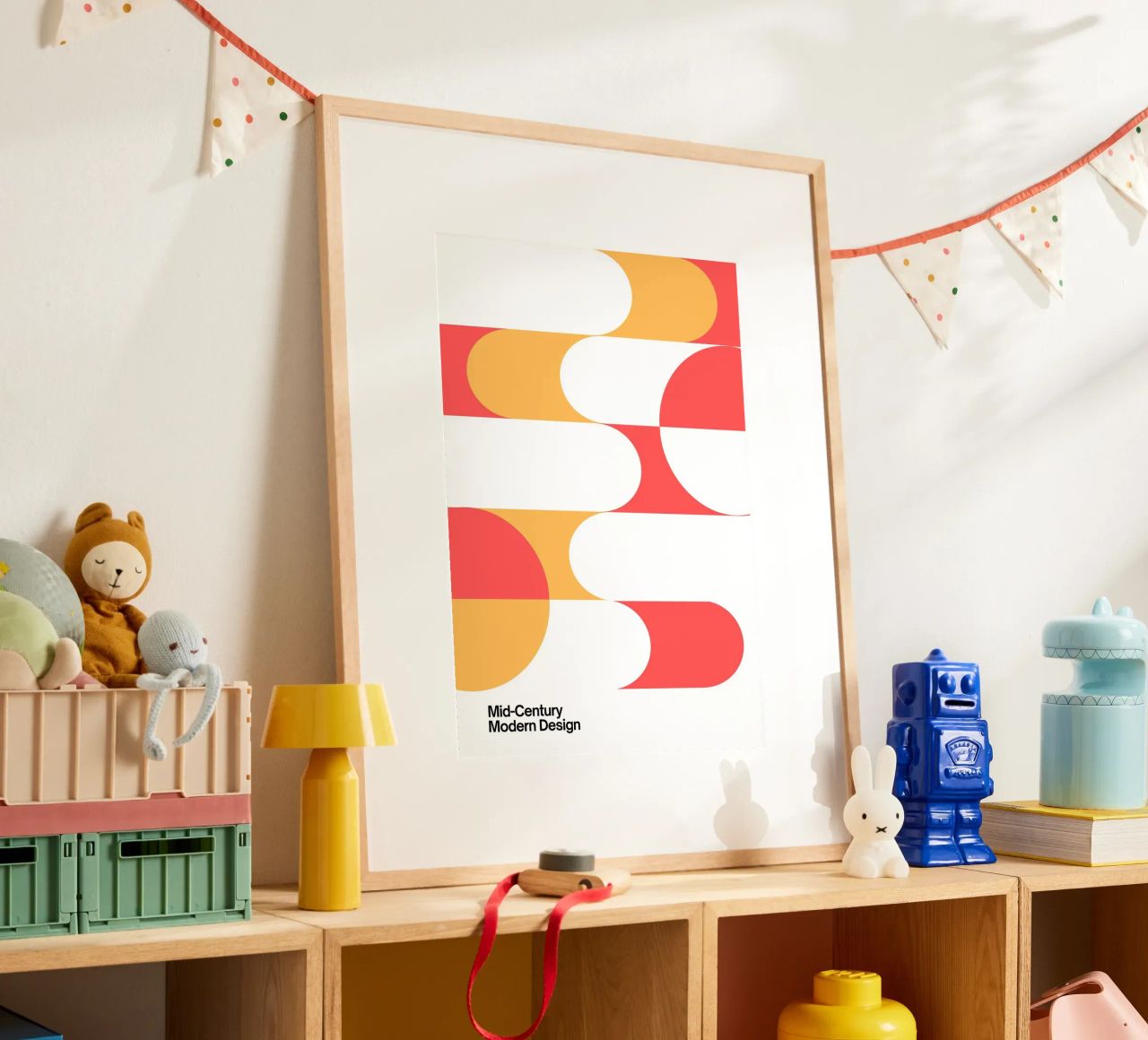 Mid-Century Modern Geometric Curves Abstract Print poster by NorwesClub