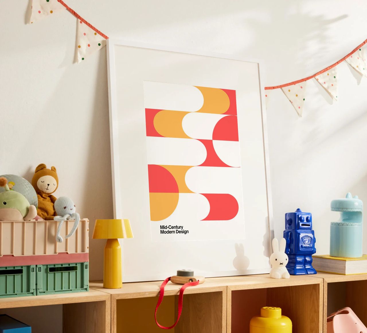 Mid-Century Modern Geometric Curves Abstract Print poster by NorwesClub