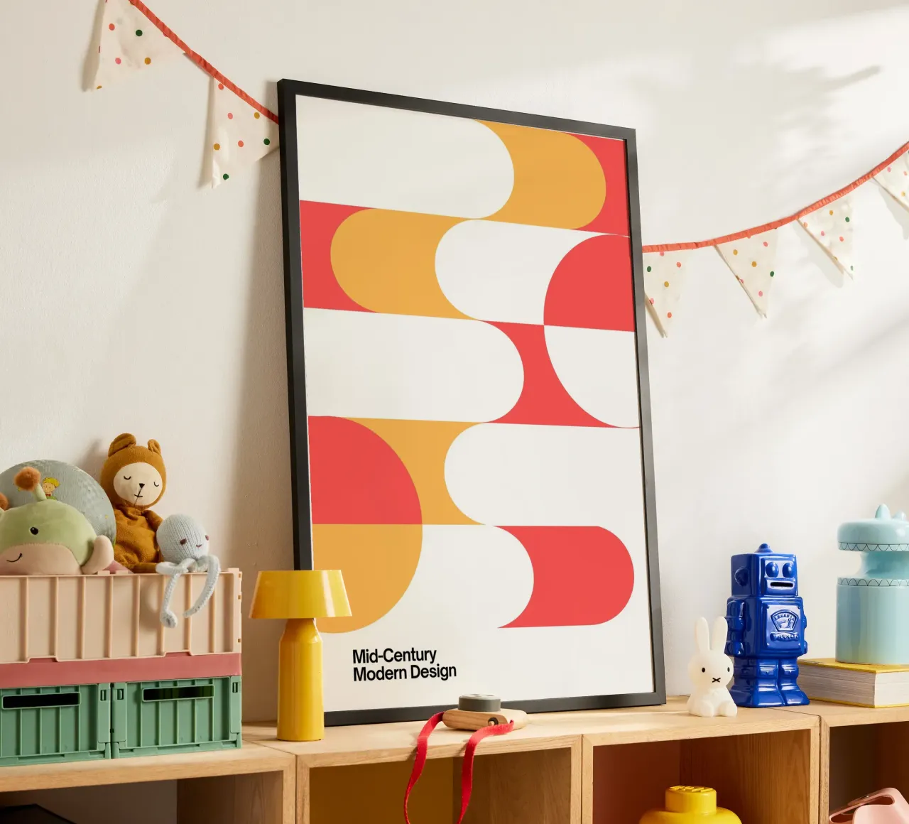 Stampa astratta di curve geometriche della modernità di metà secolo poster da NorwesClub