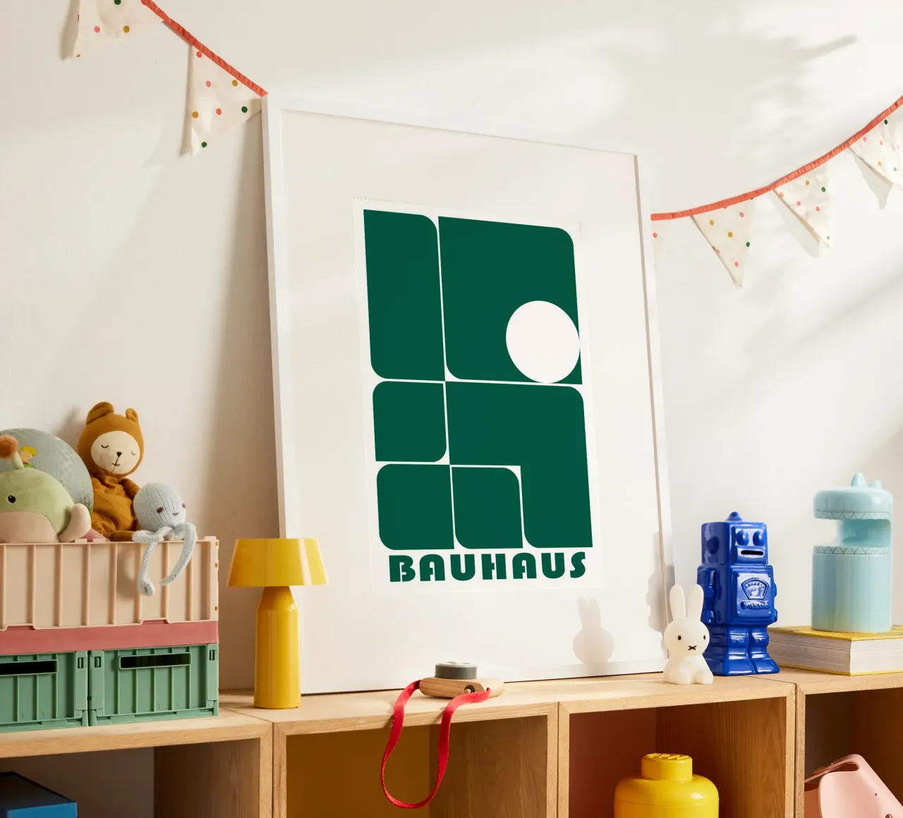 Bauhaus Geometric Abstract Shapes Green Print hahnemühle by NorwesClub