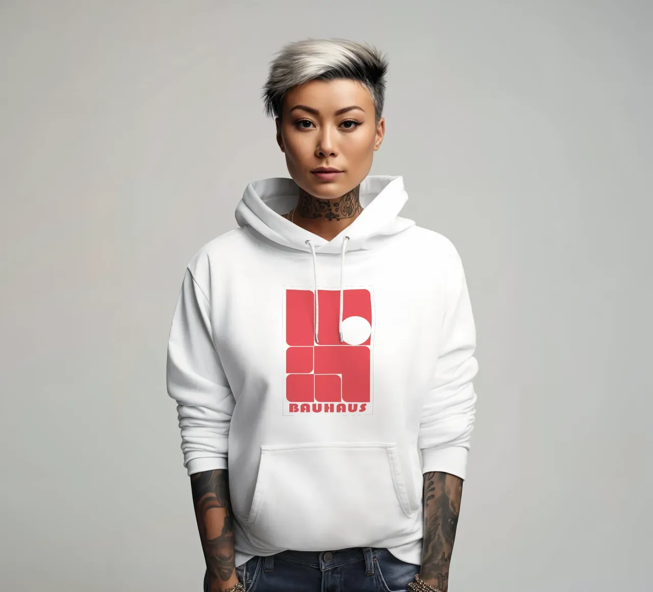 Bauhaus Forme astratte geometriche Rosso Stampa felpa con cappuccio da NorwesClub