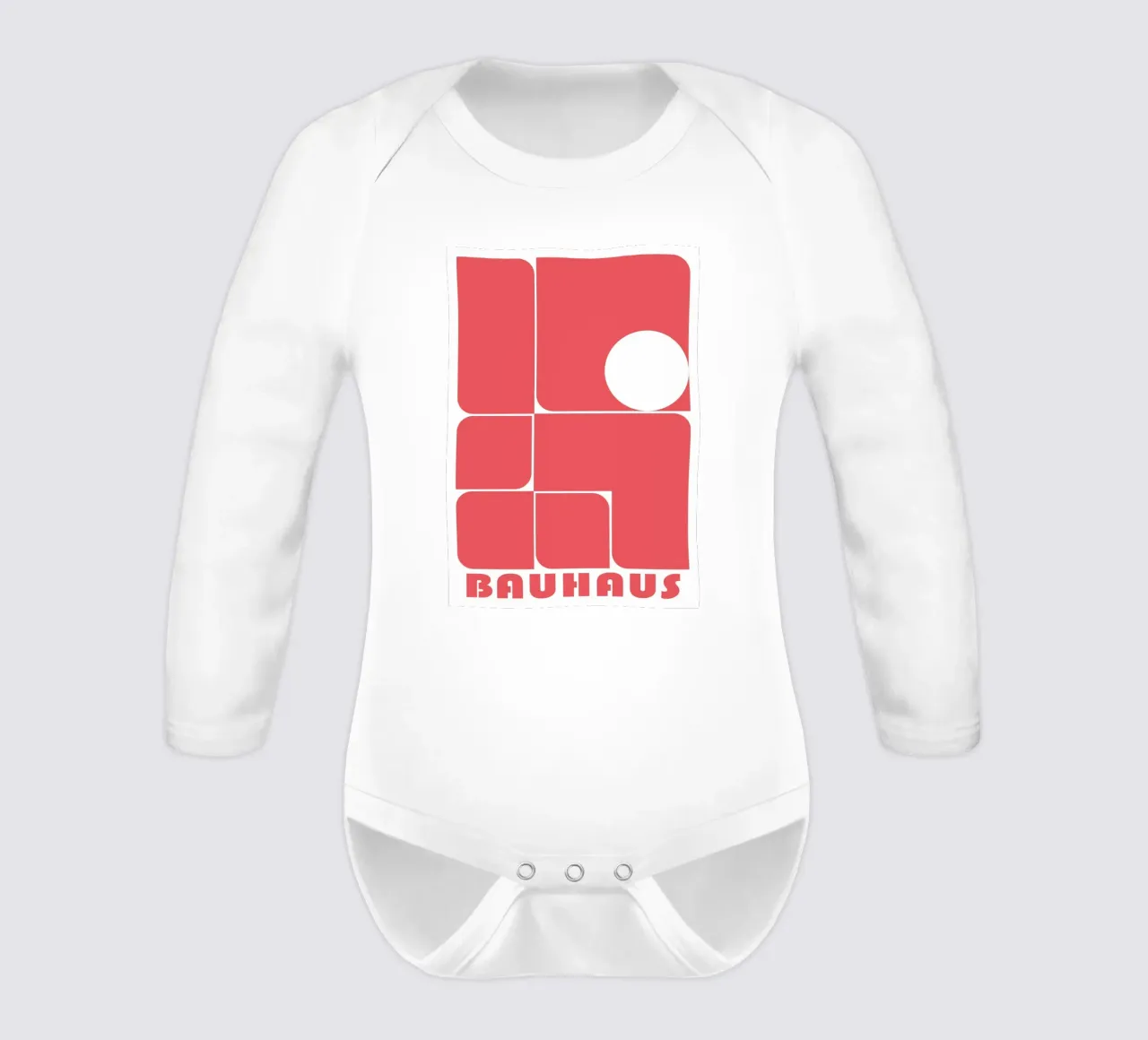 Bauhaus Geometric Abstract Shapes Red Print long-sleeve baby romper by NorwesClub