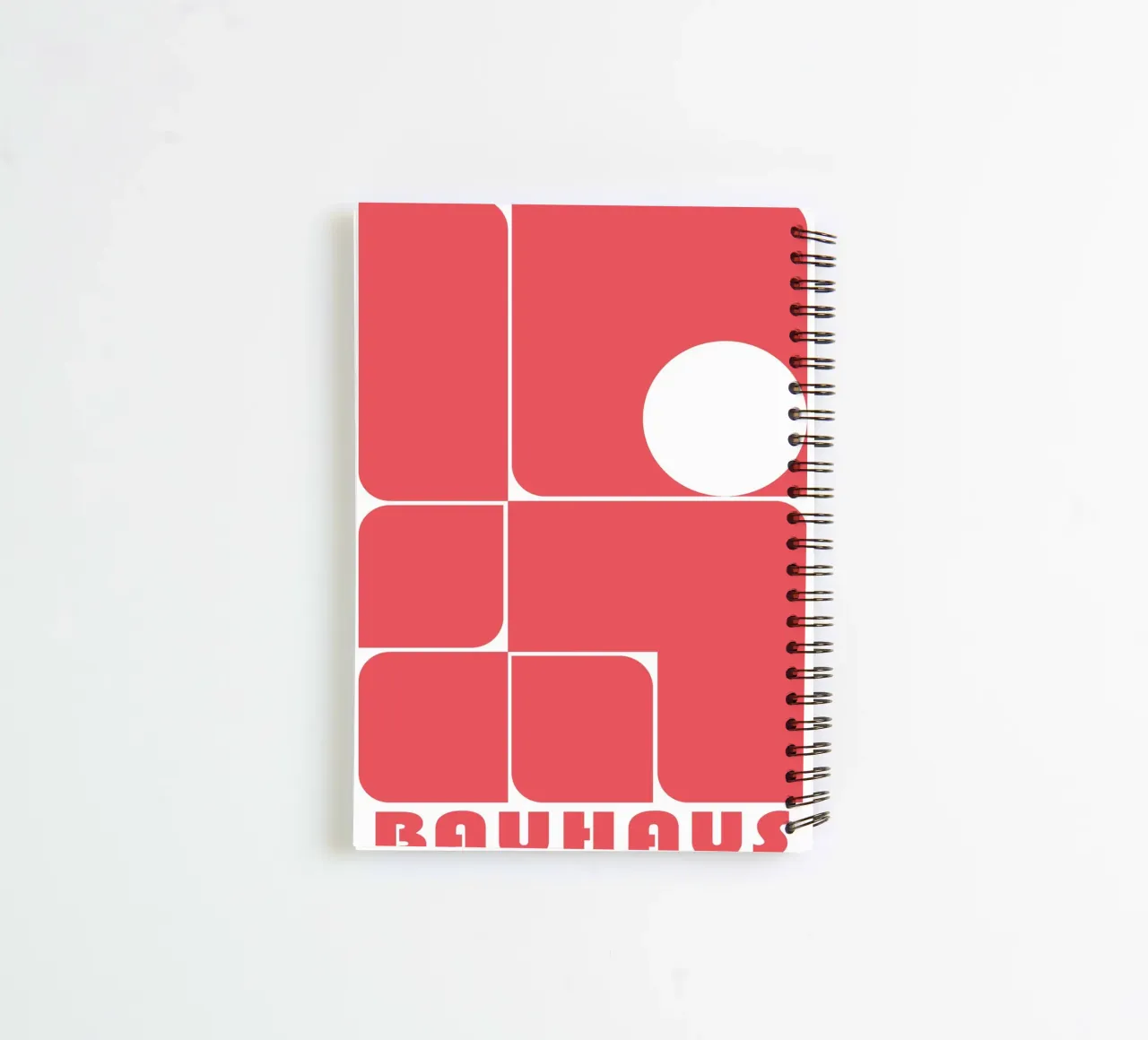 Bauhaus Geometric Abstract Shapes Red Print spiral notebook by NorwesClub